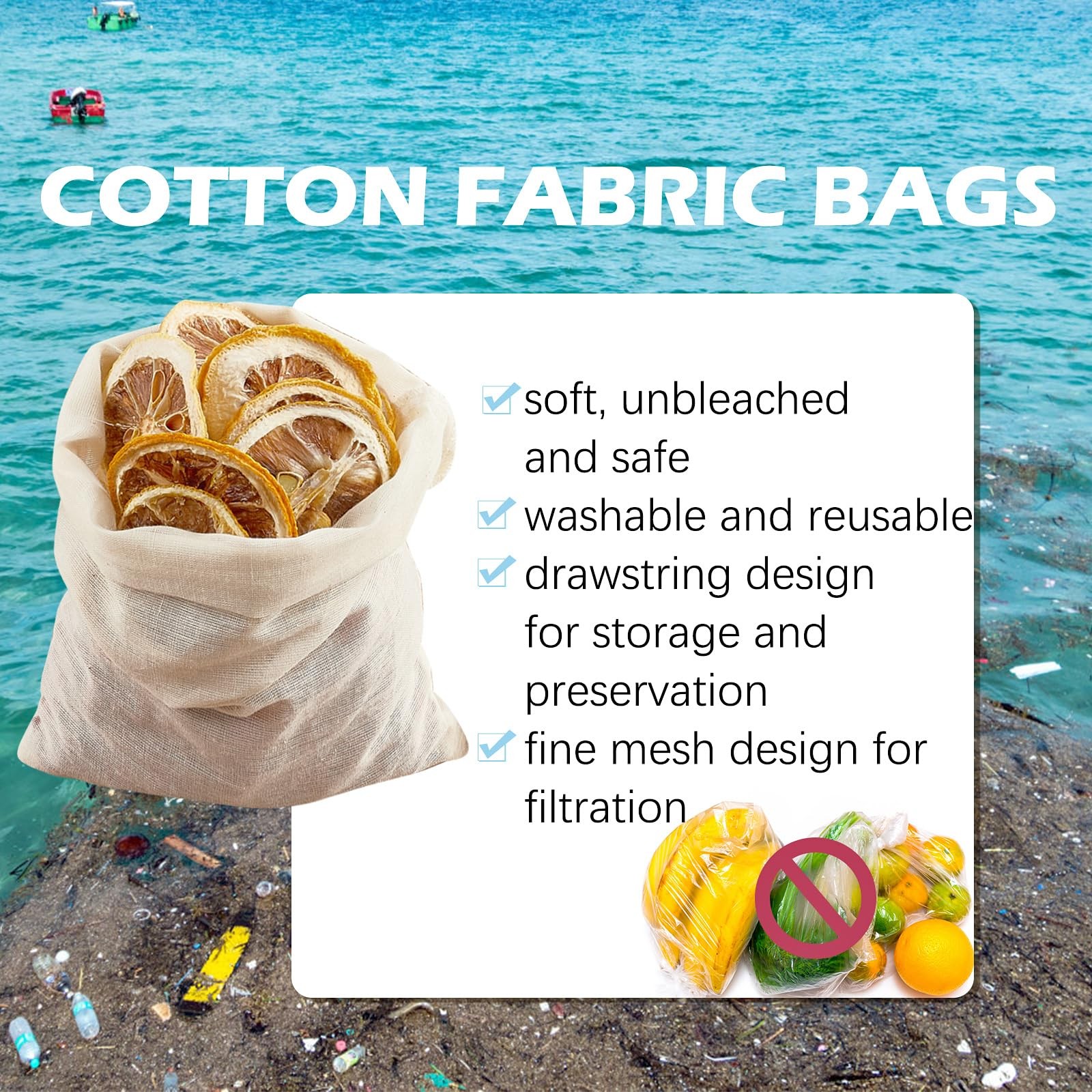 TUZAZO 50 Pcs Muslin Bags with Drawstring 3 x 3×4 inch, 50 pcs, Nature color