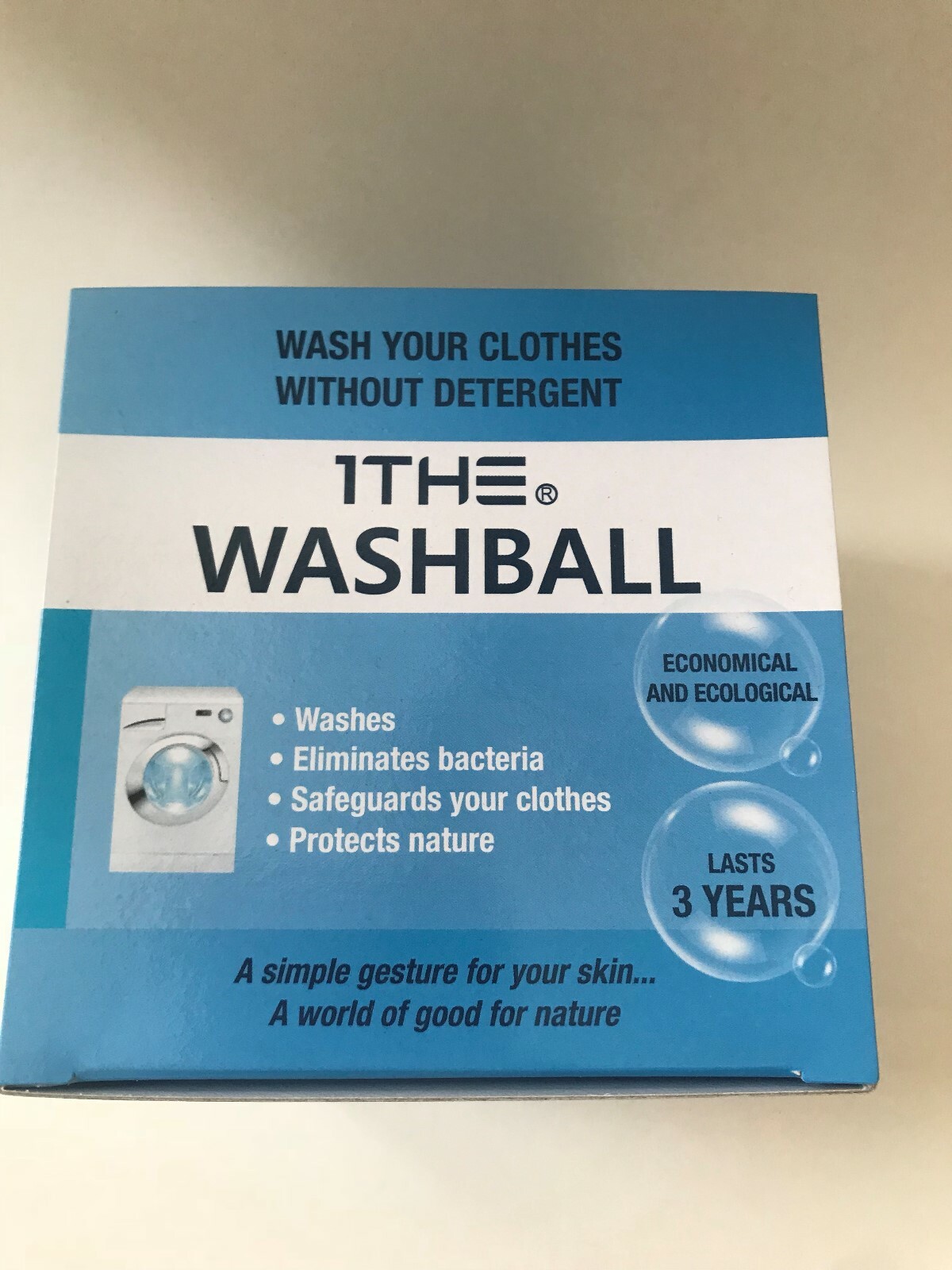 1THE WASHBALL Washing Ball Lasts 3 Years No Chemicals Dyes Perfumes Detergents