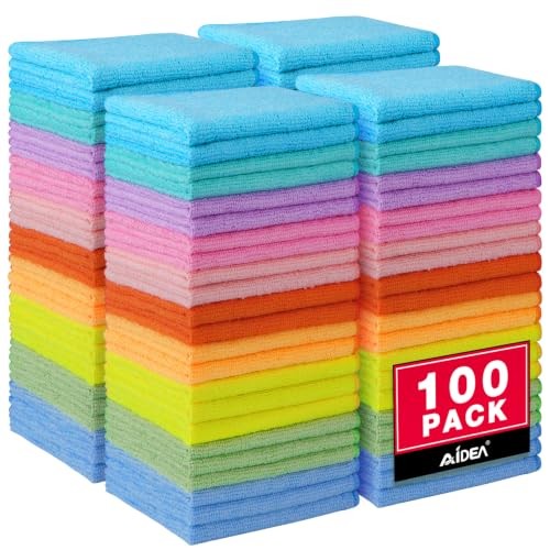 Microfiber Cleaning ClothPK, Cleaning Rags, 11.5in.x11.5in. 100 Multi-colored