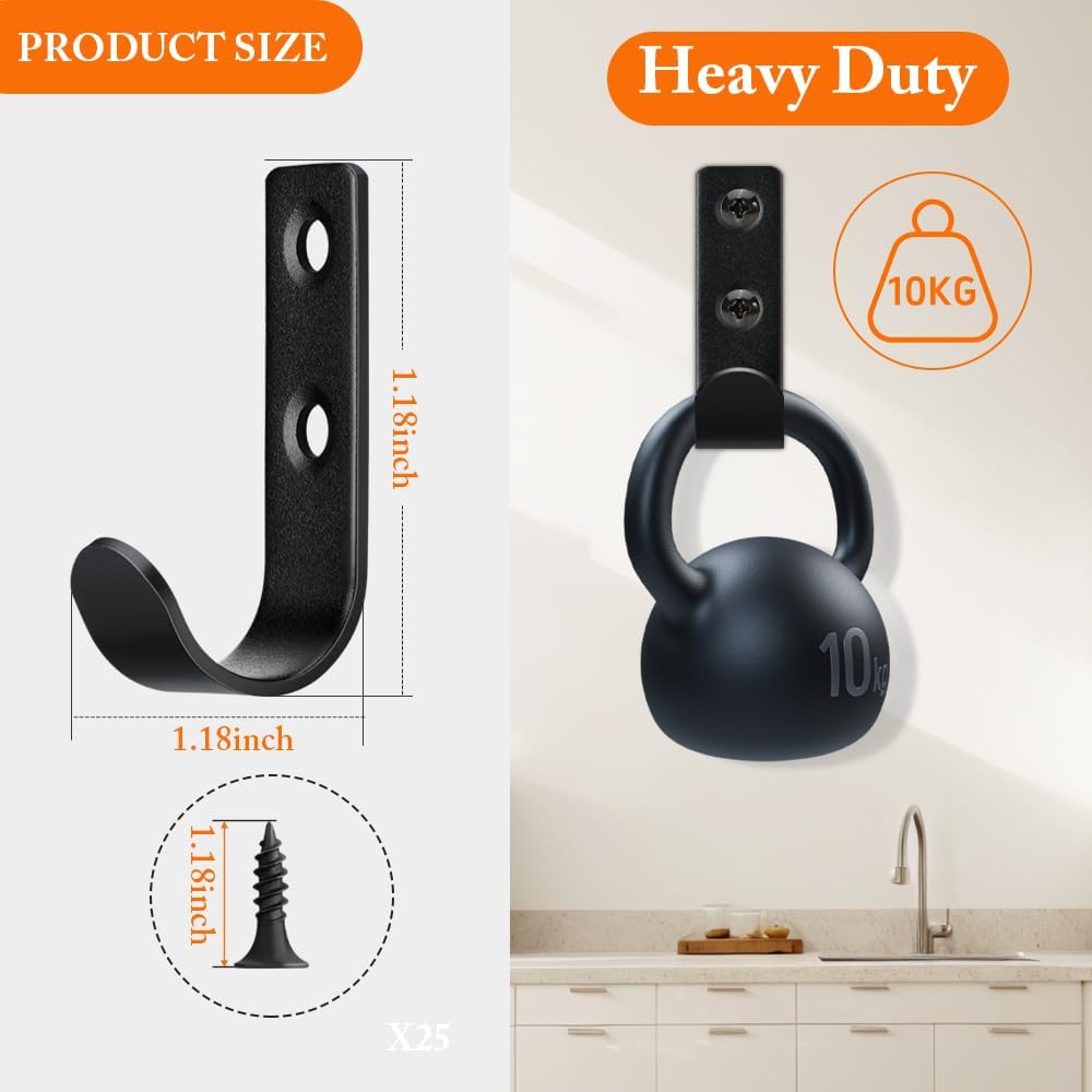 25 Pack U Shaped Wall Hooks for Hanging Coats Bags and Keys, Single Robe & Towel