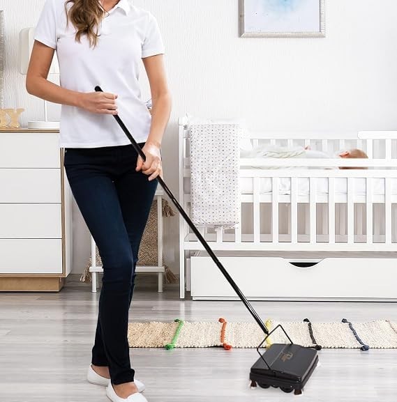 Carpet Floor Sweeper Electric Static Cleaner Hard Soft Surface Compact Lightw…