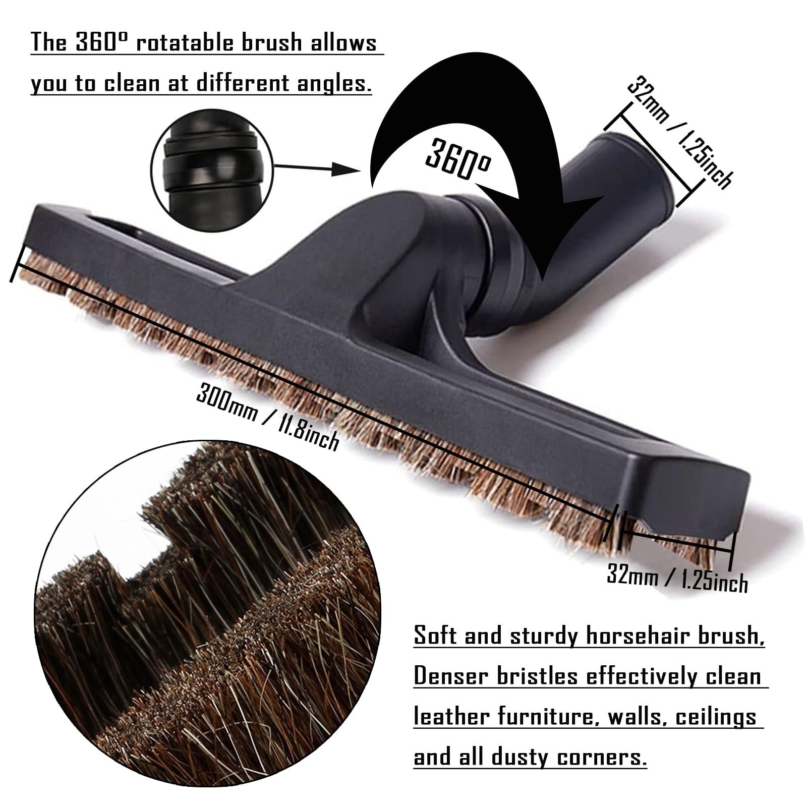 12Pcs Universal Vacuum Attachments Set – Wet Dry Hose Adapters, Hair Brush & Cre