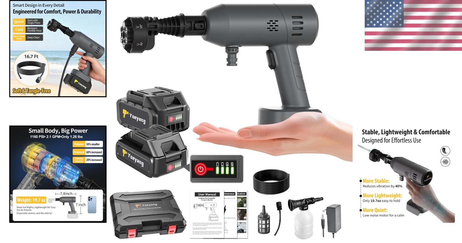 Portable 6-in-1 Handheld Cleaning Tool – Lightweight, Battery-Powered Sprayer