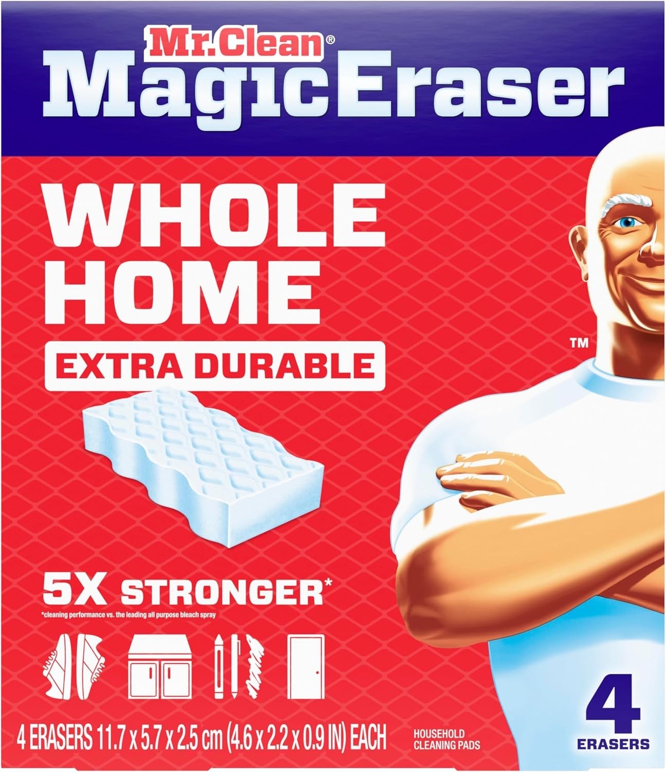 Mr. Clean Magic Eraser Original Cleaning Pads with Durafoam, White, 6 Count