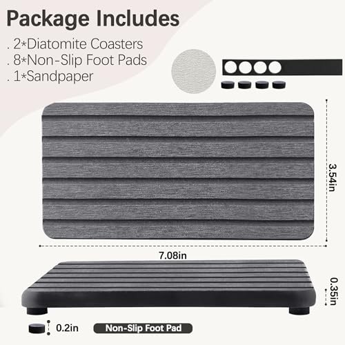 NiuYichee 2 PCS Water Absorbent diatomite 7.1″ x 3.5″（18 x 9cm） Dark Grey