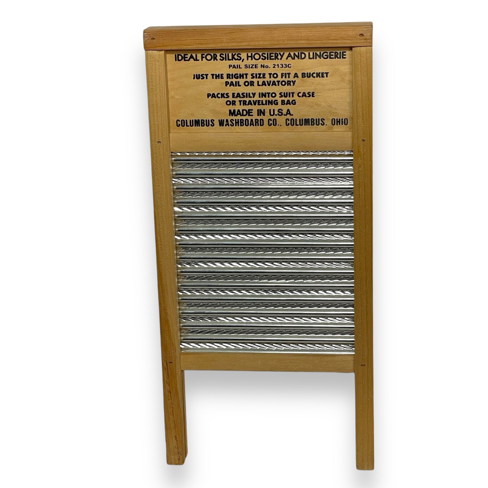 Columbus Washboard Co Pail Size 2133C 8.5x18in MADE USA Silks Hosiery Lingerie