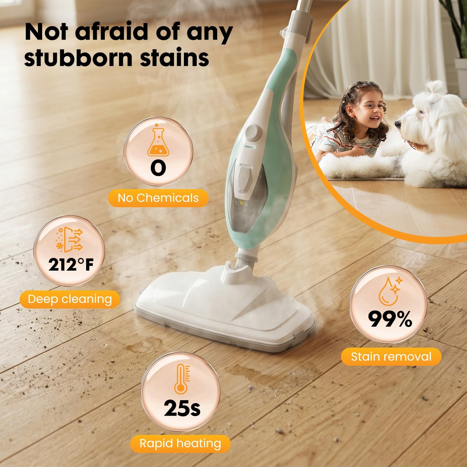 NEWBULIG 14-in-1 Steam Mop, Powerful Detachable Handheld Steam Cleaner for Fl…