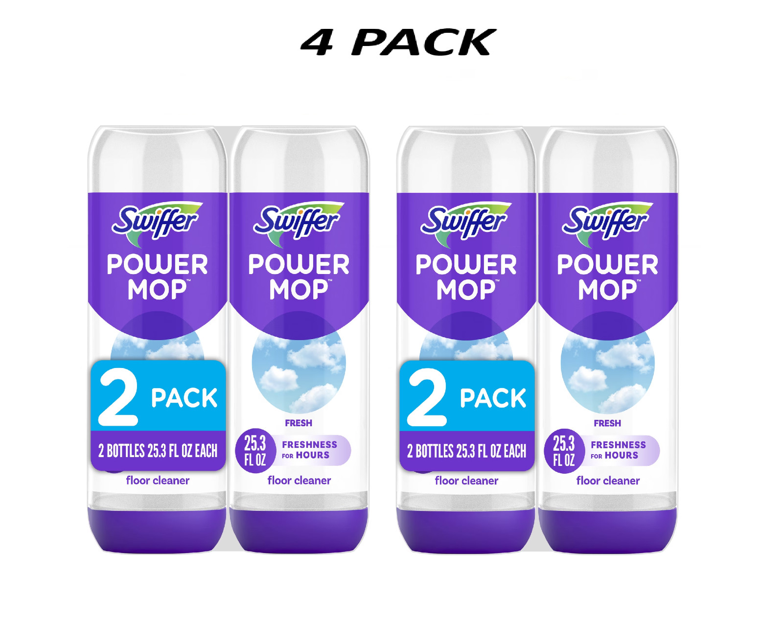 (4 Pack) Swiffer Power Mop Floor Cleaner Refill, Fresh Scent, 50.6 oz.