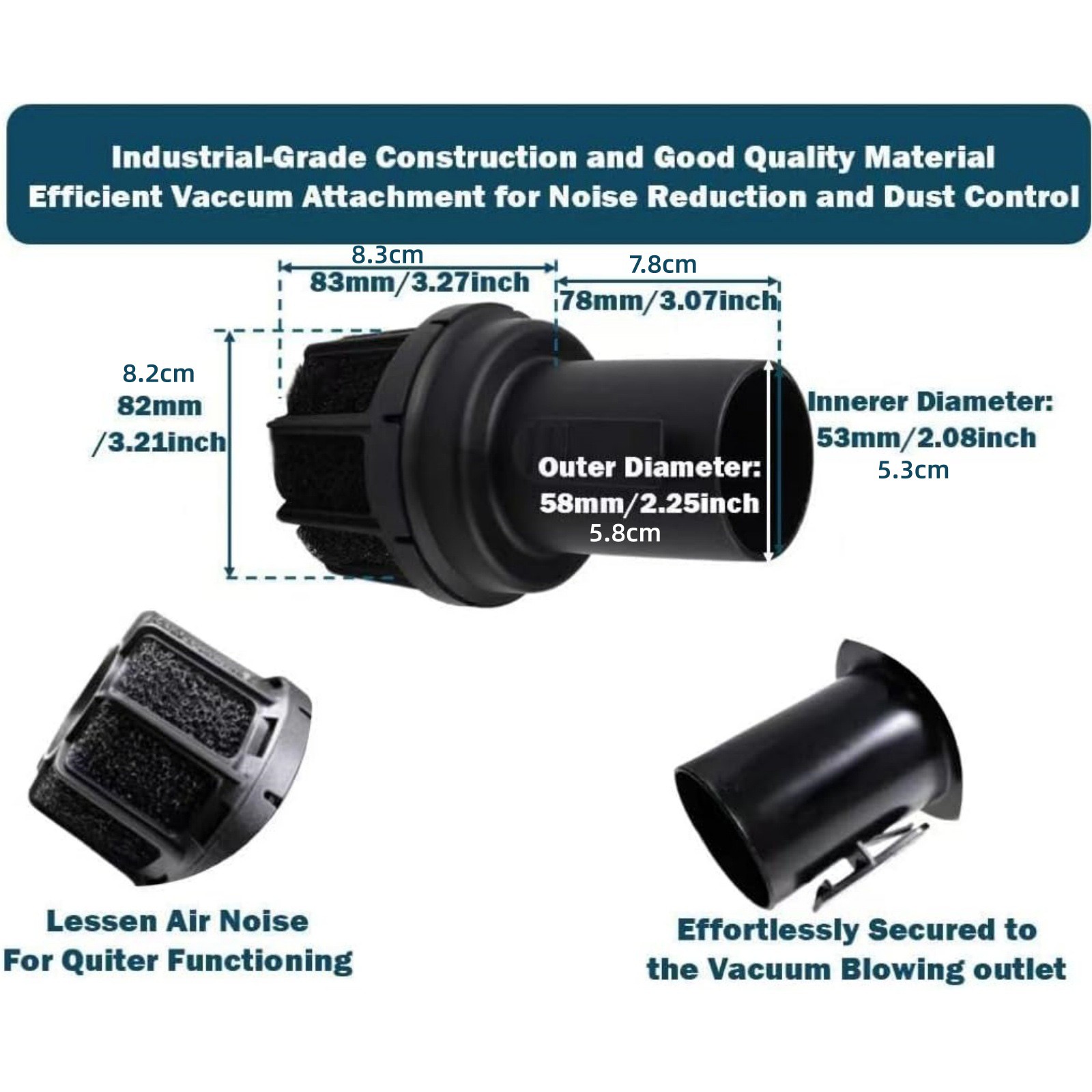 2.25 Inch Shop Vacuum Exhaust Diffuser Muffler Attachment for Craftsman Ridgid