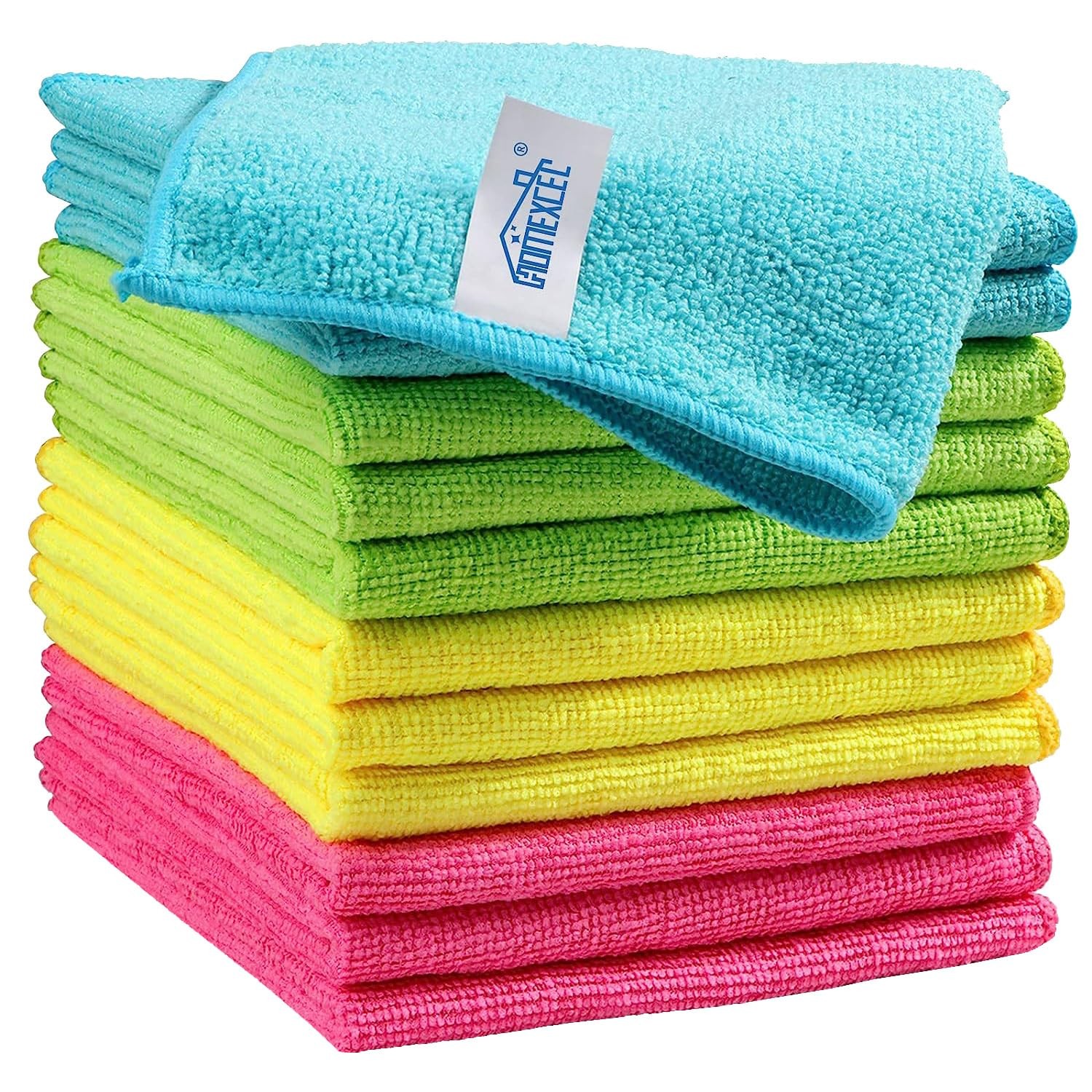 HOMEXCEL 12PK Microfiber Cleaning Cloth, 11.5 x inch, Multicolor