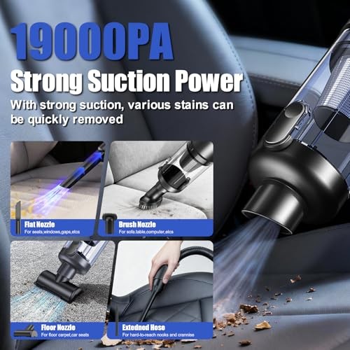 Car Vacuum Portable Cordless-19000 Pa 4 in 1 Handheld Vacuum Cordless
