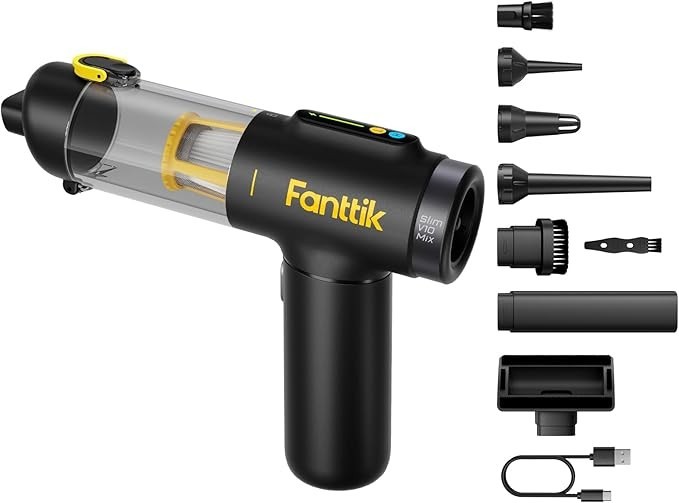 Fanttik Slim V10 Mix Cordless Car Vacuum, 4 in 1 Handheld Air Duster, Color Smar