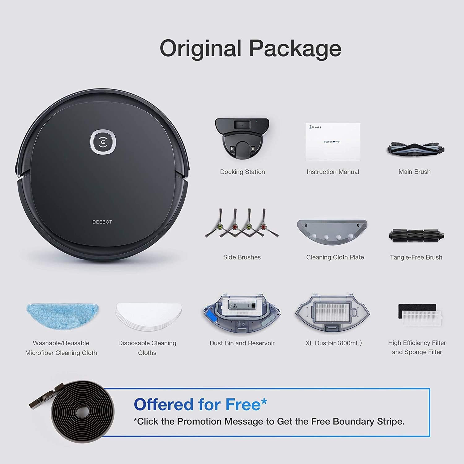 DEEBOT OZMO U2 Pro Robot Vacuum Cleaner 2 In1 Vacuum and Mop, Extra Pet Care Kit