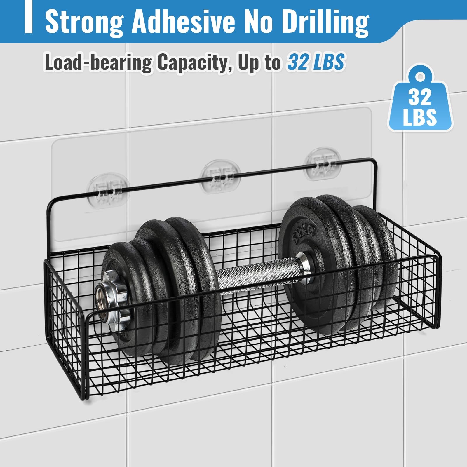 15 Pack Shower Caddy Adhesive Replacement Strong No Drilling Shower Shelf Ad…
