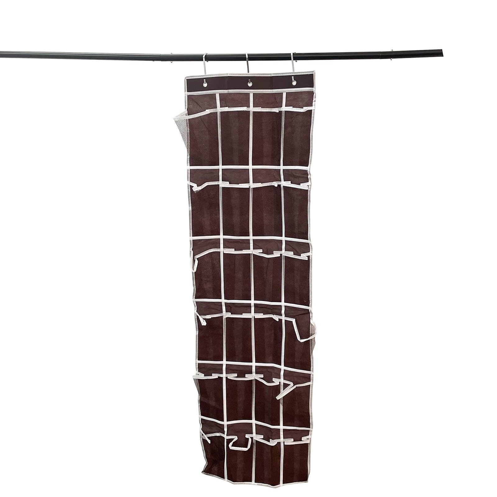 24 Pockets Door Wall Hanging Storage Bag Brown Portable Hanger Bag With Hook