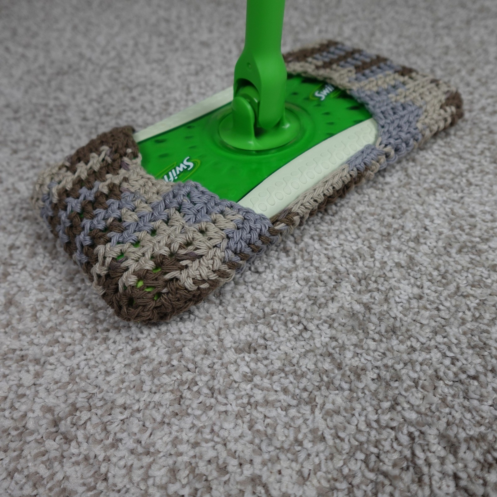 Handmade Crochet Reusable Mop Cover Earth Tone Basketweave Swiffer Pad Brown Tan