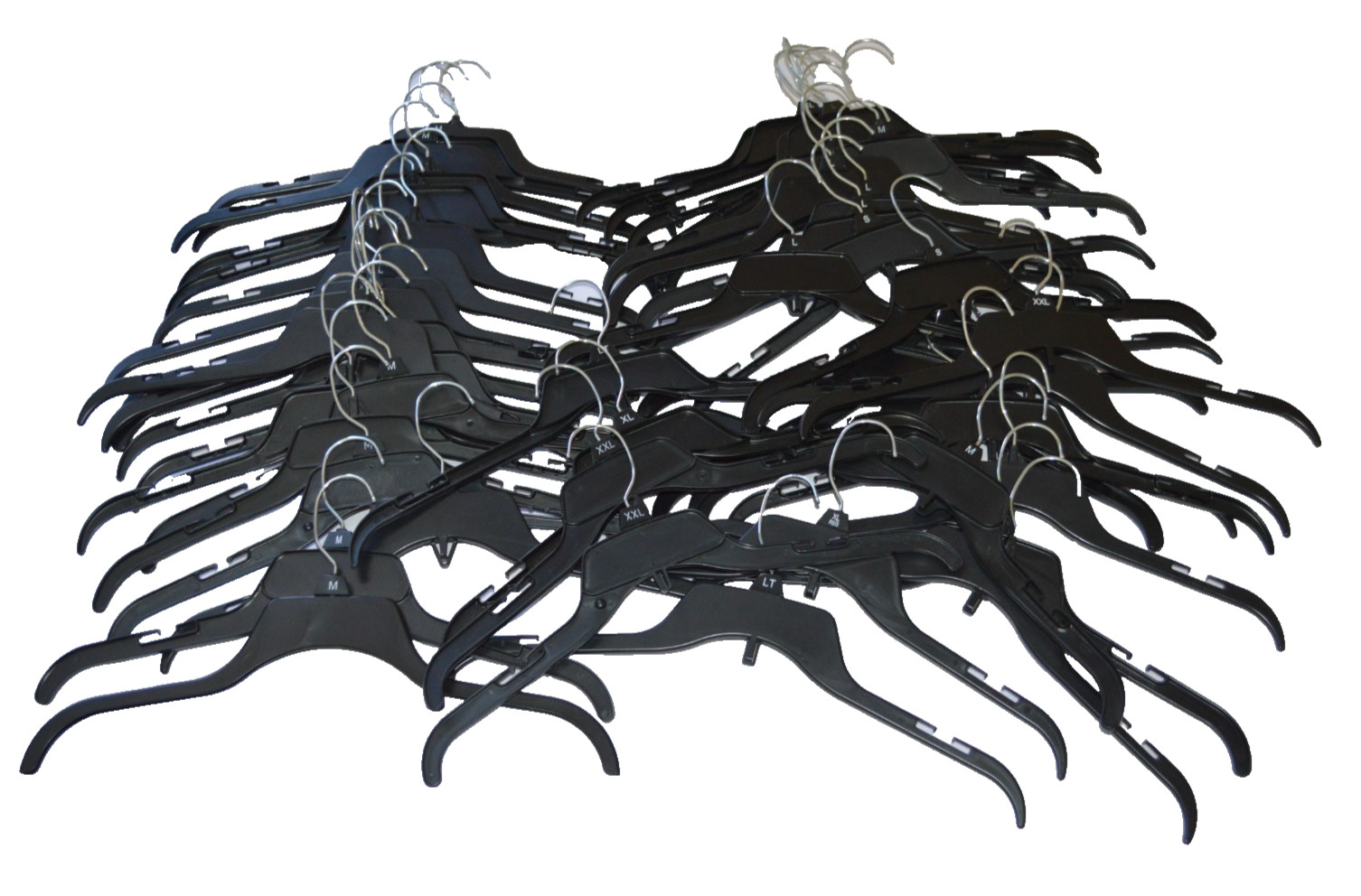 Lot of 50 Black Plastic Adult Clothes Hangers