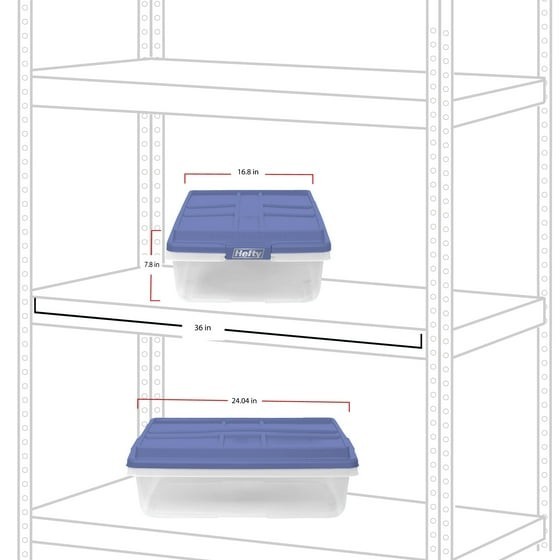 , 40 Quart Clear Storage Bin, Latched Storage Container, with HI-RISE Blue Lid