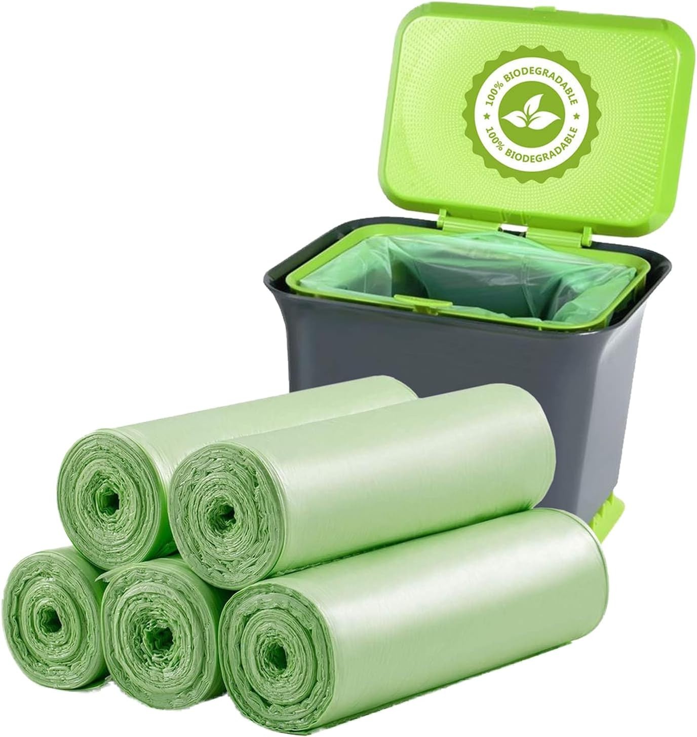 Small Trash Bags 4-6 Gallon 丨 100 Count 100 (Pack of 1), Green