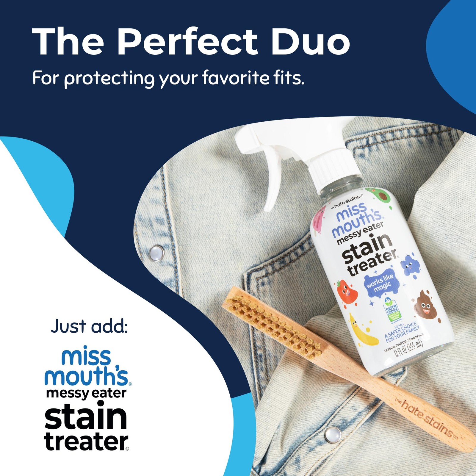 Miss Mouth’s Messy Eater Laundry Brush for Stain Treating One Size, Natural
