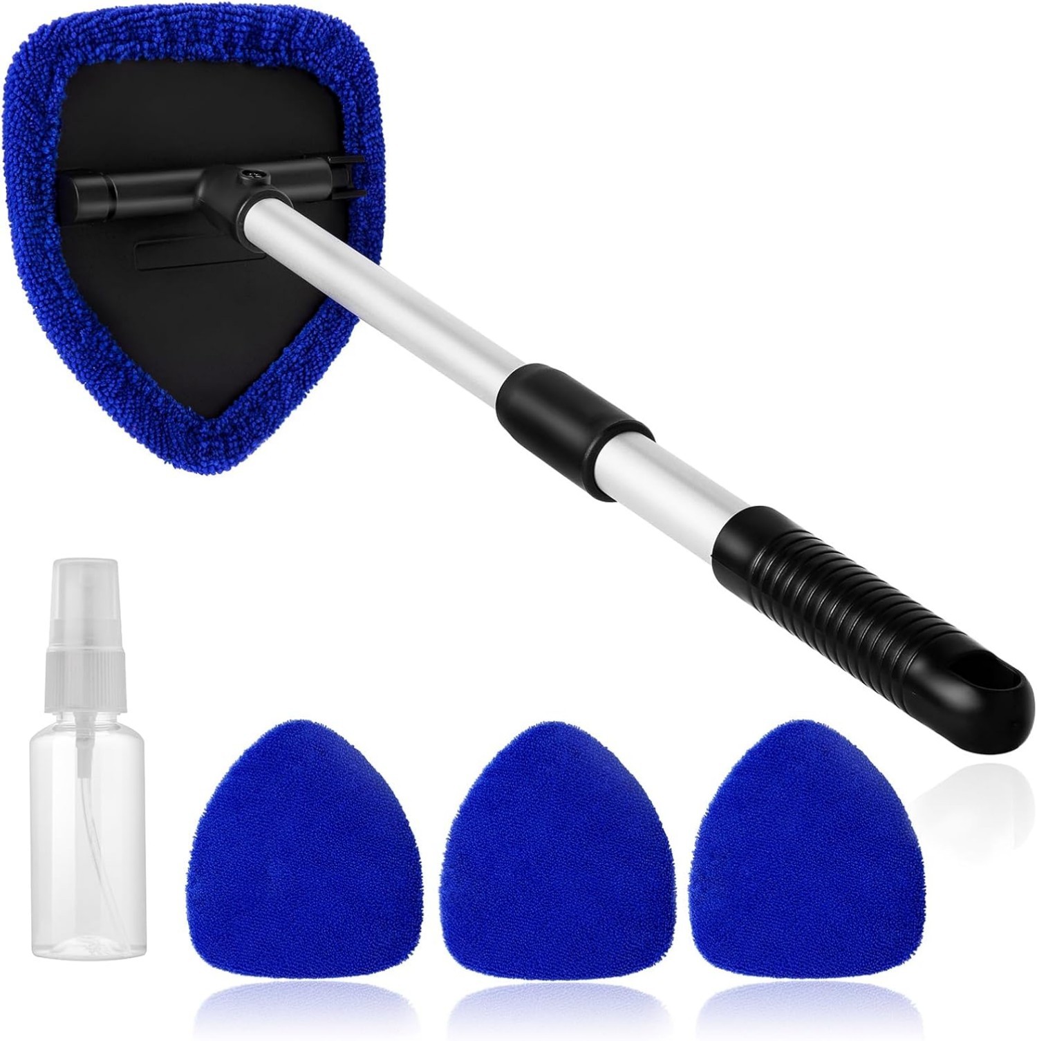 10Pcs Car Windshield Cleaner Tool Kit Extendable Handle Reusable Microfiber Pads