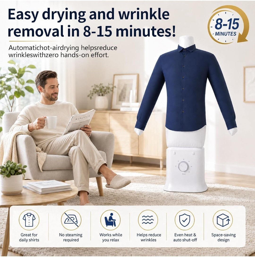 Portable Automatic Garment Dryer & Ironing Machine, Hands-Free Clothes…