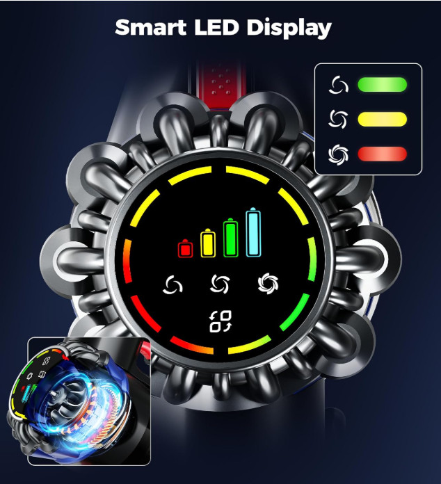 Aspiradora Escoba Inalámbrica 600W 50KPa Pantalla Táctil 65Min Antienredos