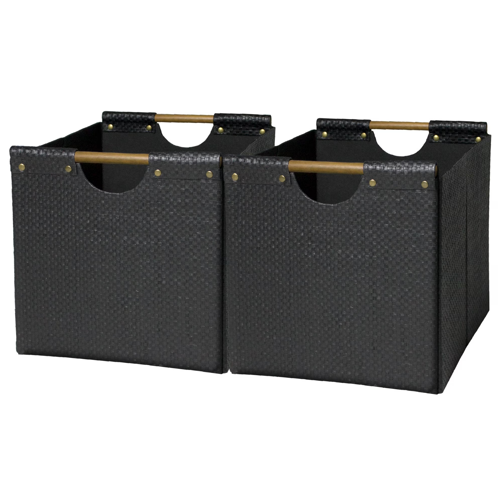 Better Homes & Gardens Fabric Cube Storage Bins (12.75″ x 12.75″), Black Woven,