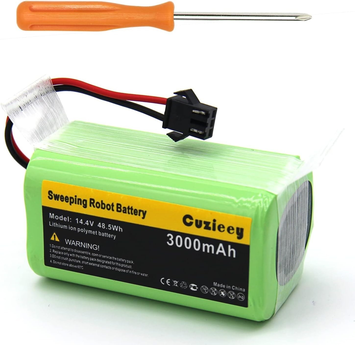 Robot Vacuum Battery Pack 14.4V 3000mAh – Long Lasting 120-180 Minutes Runtime