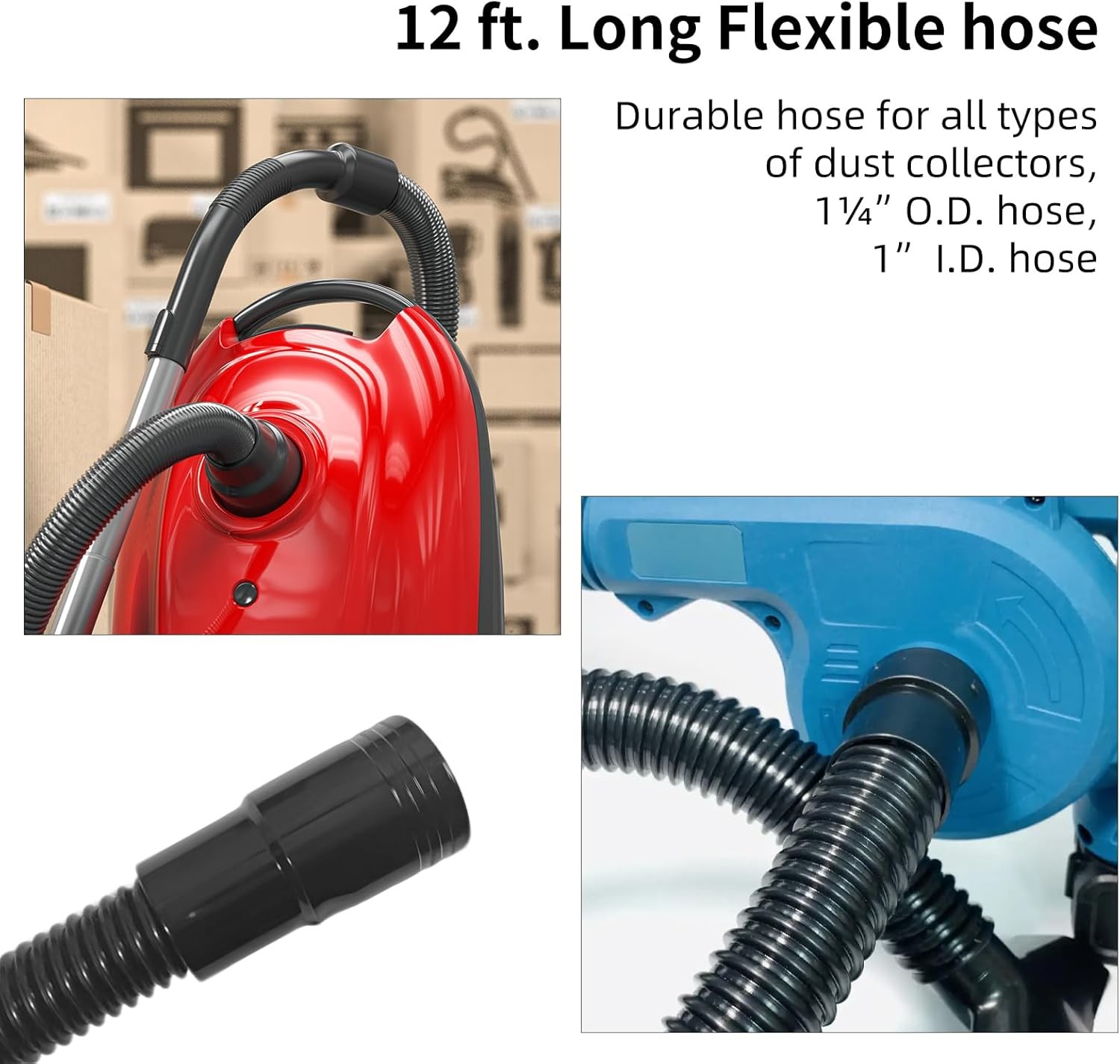 Shop Vacuum Dust Collection Hose Kit, 12 Ft Dust Collection Hose Kit