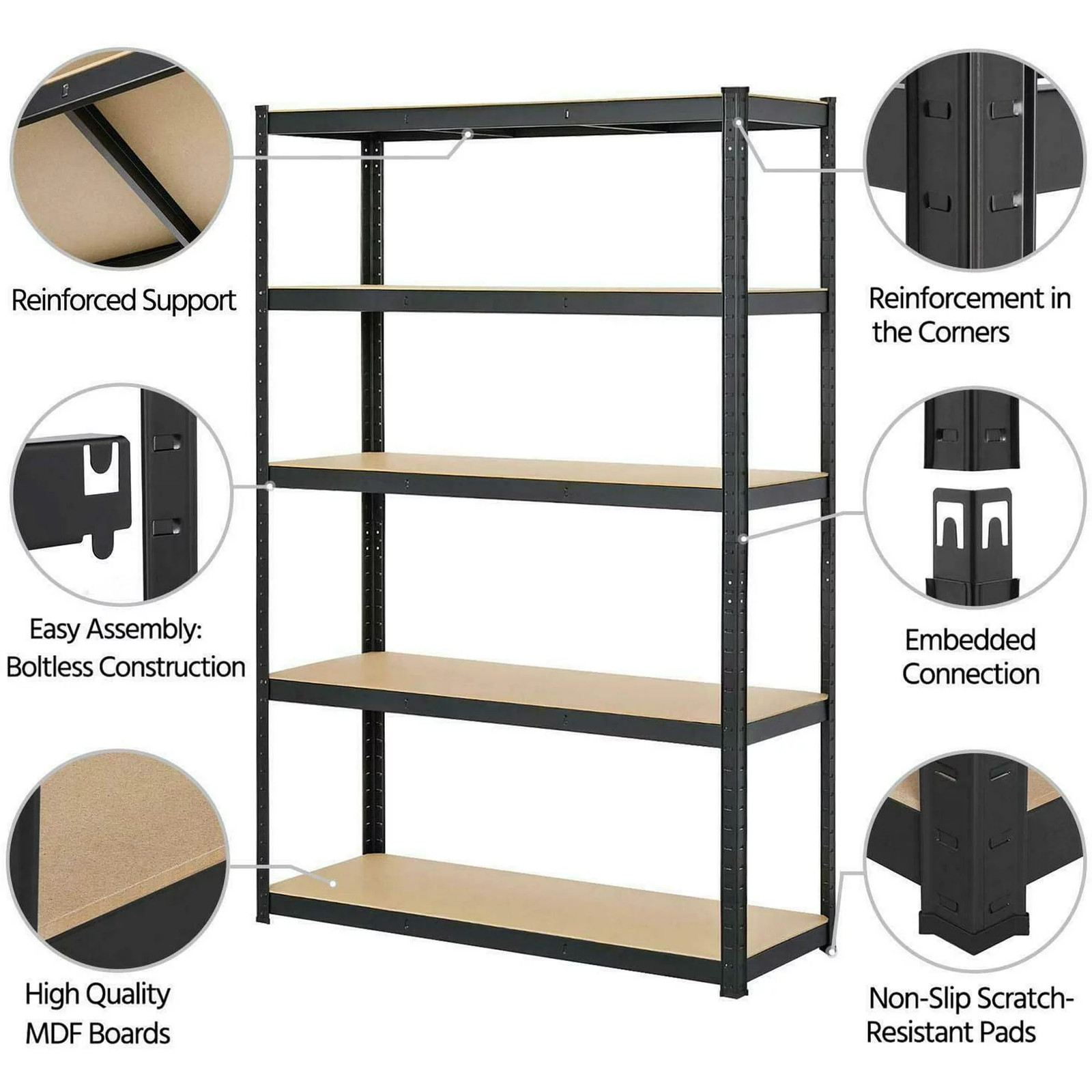 Heavy Duty Metal Muscle Rack Shelving Storage 43″W x 18″D x 71″H Garage 5 Shelf