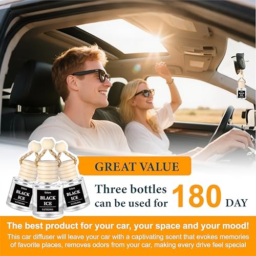 Hanging Car Air Freshener (Pack of 3) : Luxury Car Perfume for Women Black ice