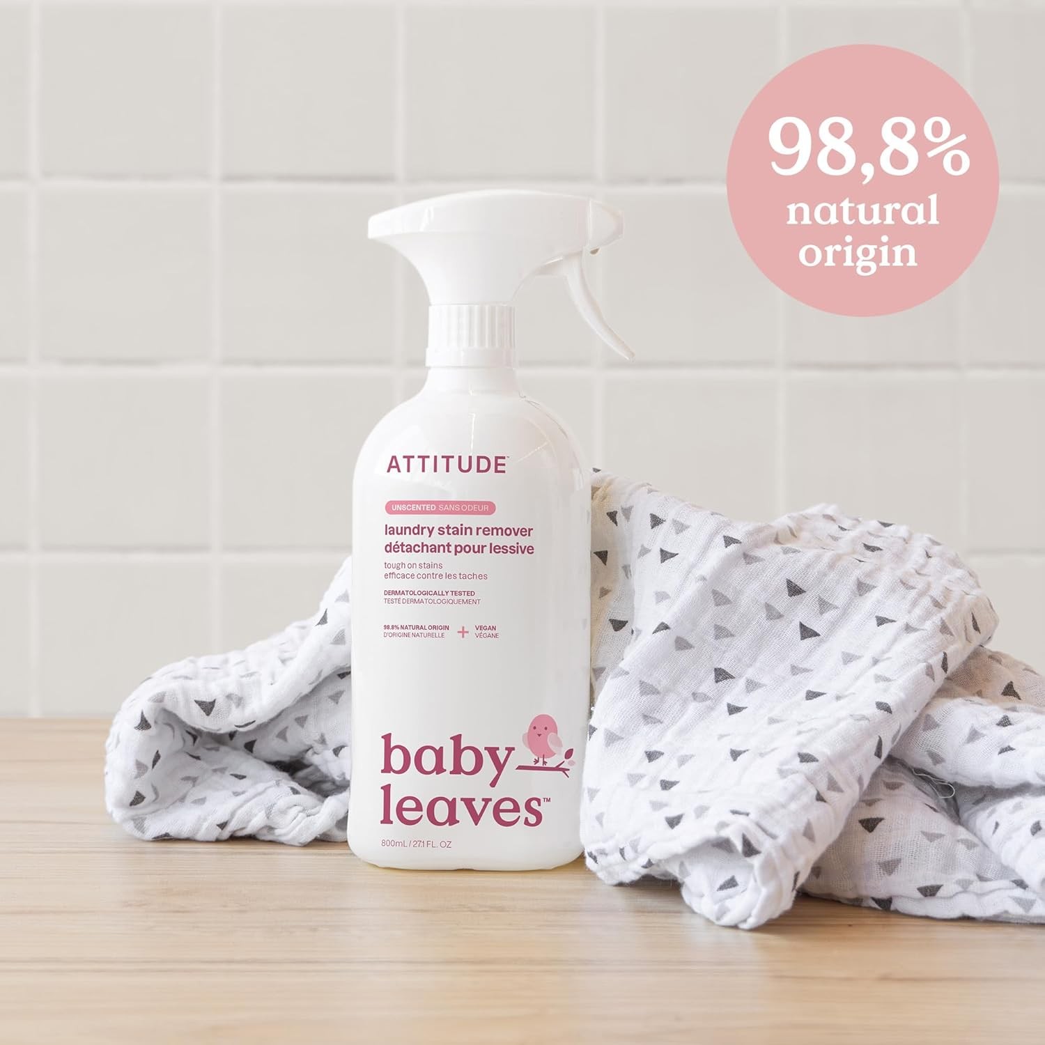 ATTITUDE Baby Laundry Stain Remover, Plant and 27.1 Fl Oz (Pack of 1)