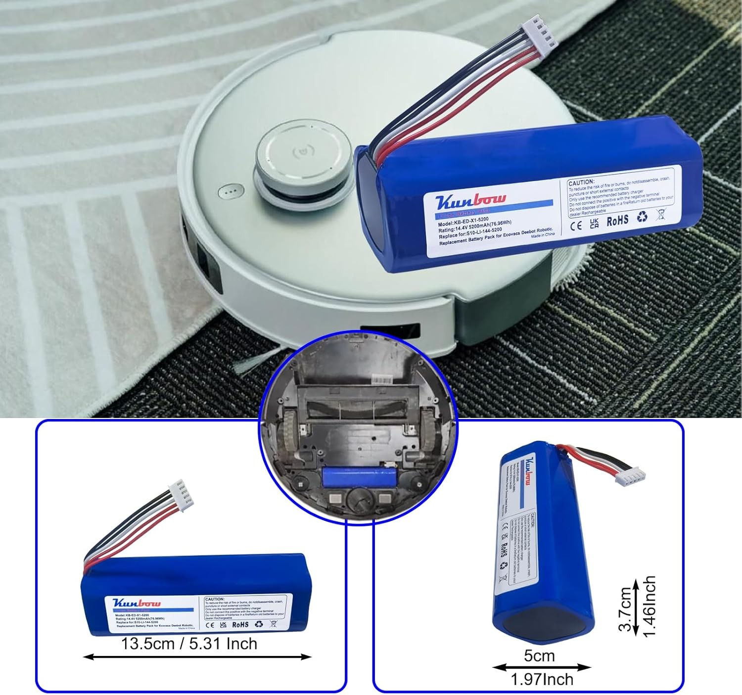 5200mAh Replacement Battery for Ecovacs Deebot Ozmo 950 DX9G Deebot X1 Deebot
