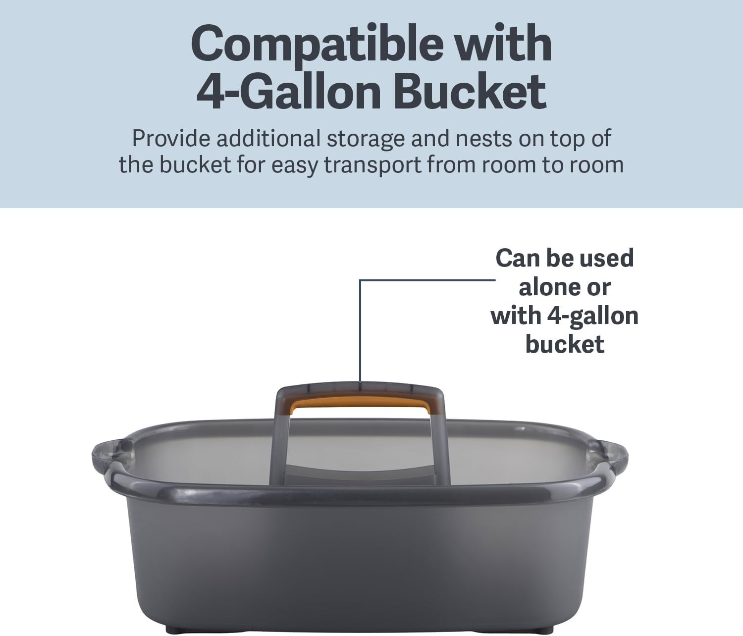 Compact 1.85 Gallon Plastic Cleaning Caddy – Versatile Storage Solution, Gray