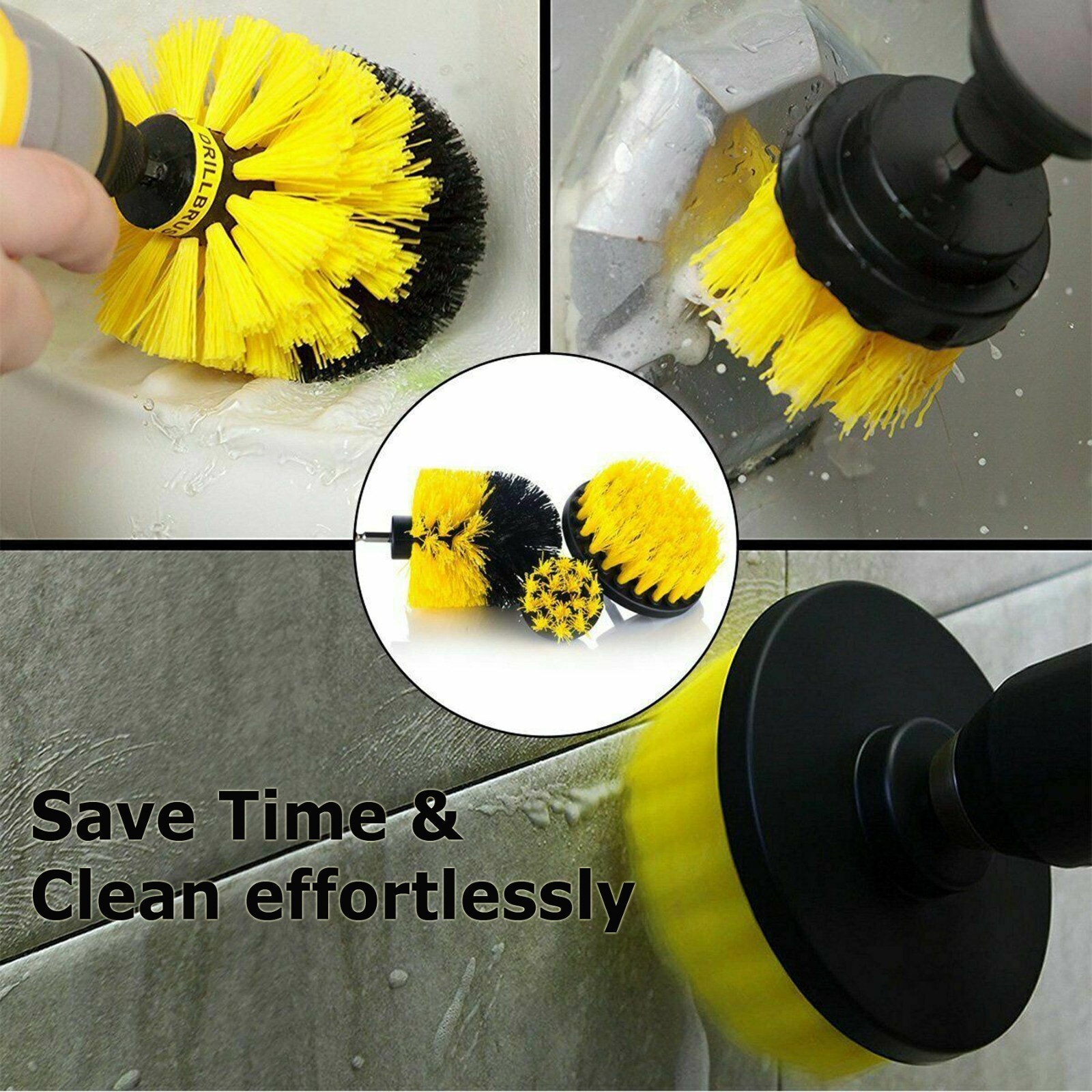 5Pack Drill Brush Attachment Set-Car Interior Detailing Kit，Power Scrubber Brush