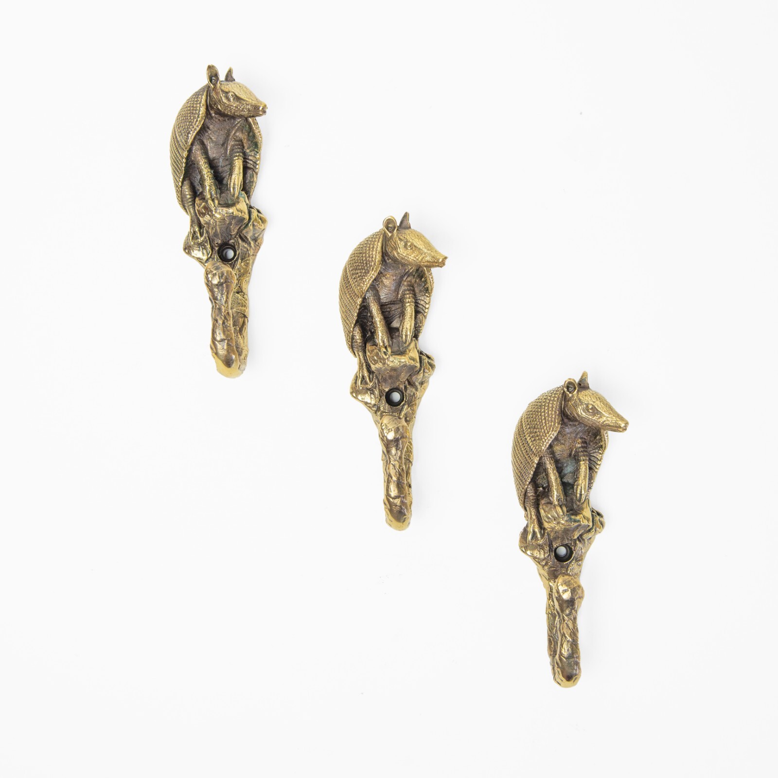 Armadillo, brass large hook, exquisite details. Perfect for clothes, towels, hat