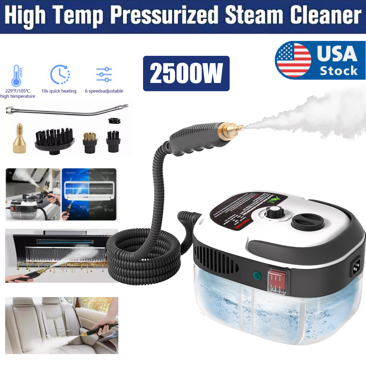 2500W High Pressure Steam Cleaner Commercial High Temp Electric Cleaning Machine