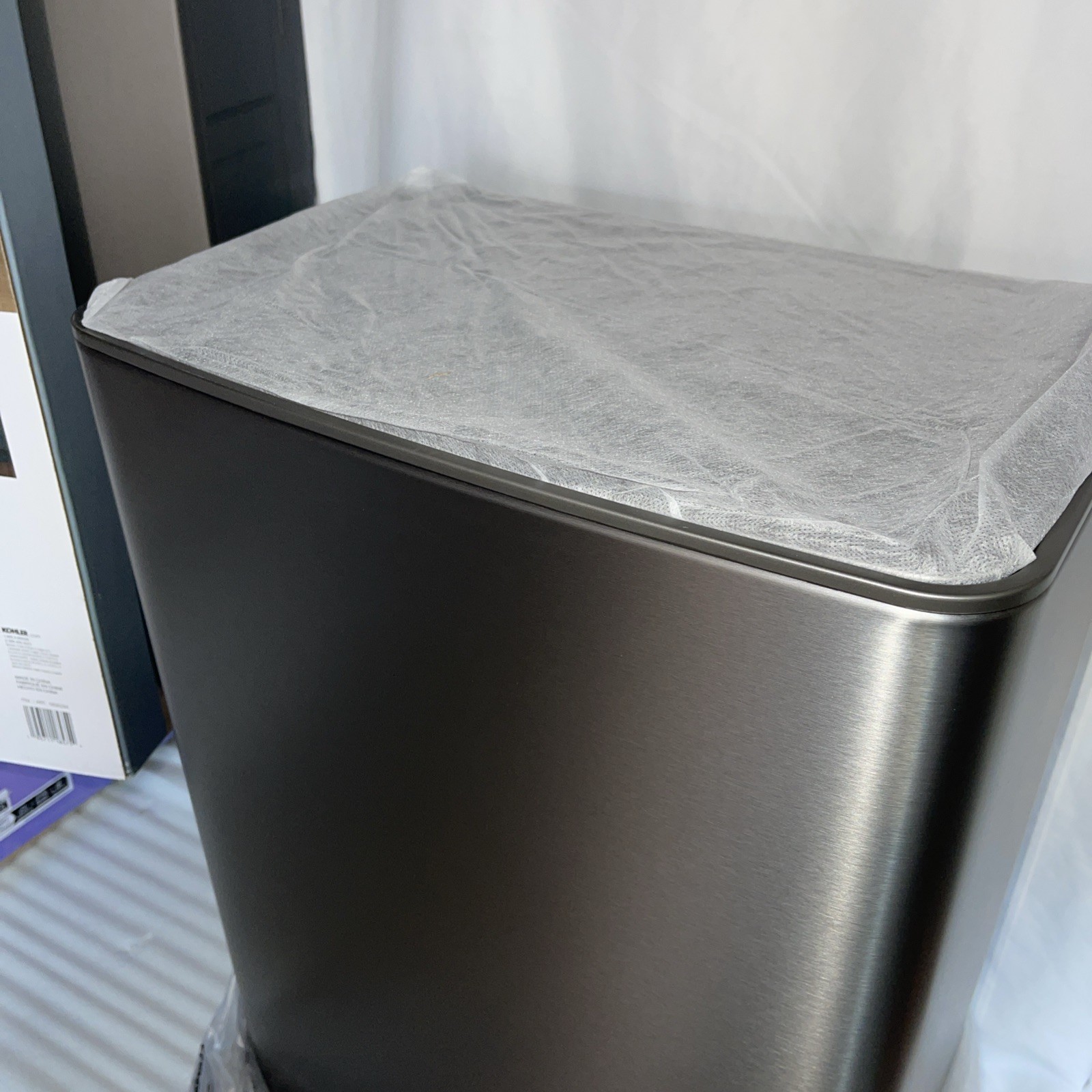 Kohler 47L Step Trash Can Ss Silver In Box