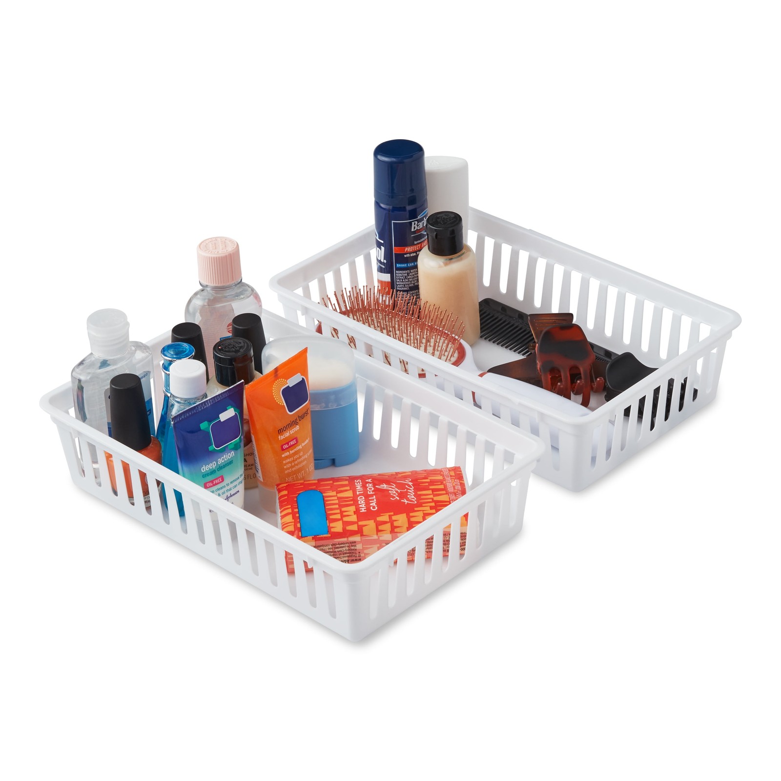 (6 Pack) Mainstays 2-Pack Plastic Drawer Organizer Storage Bin Set, Mini Drawer