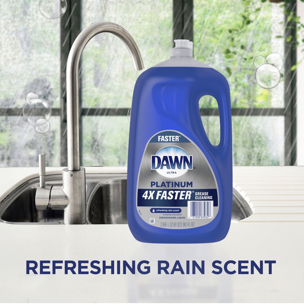 Dawn Platinum Dishwashing Liquid Dish Soap, Refreshing Rain 90 Fl oz.