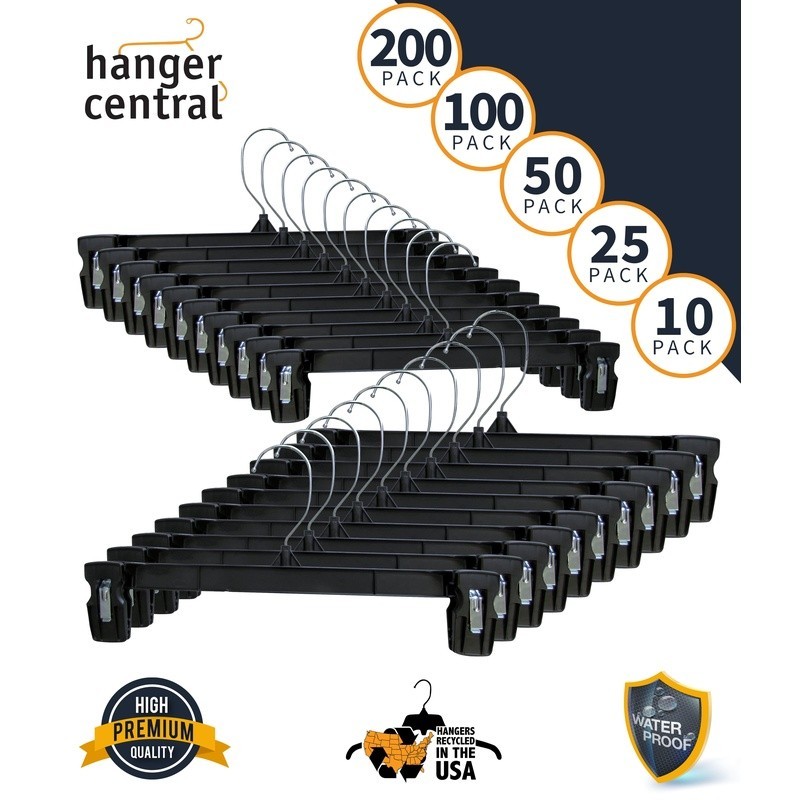 Heavy Duty Recycled Plastic Hangers W/ Swivel Hook & Padded Clips 50 Pack New