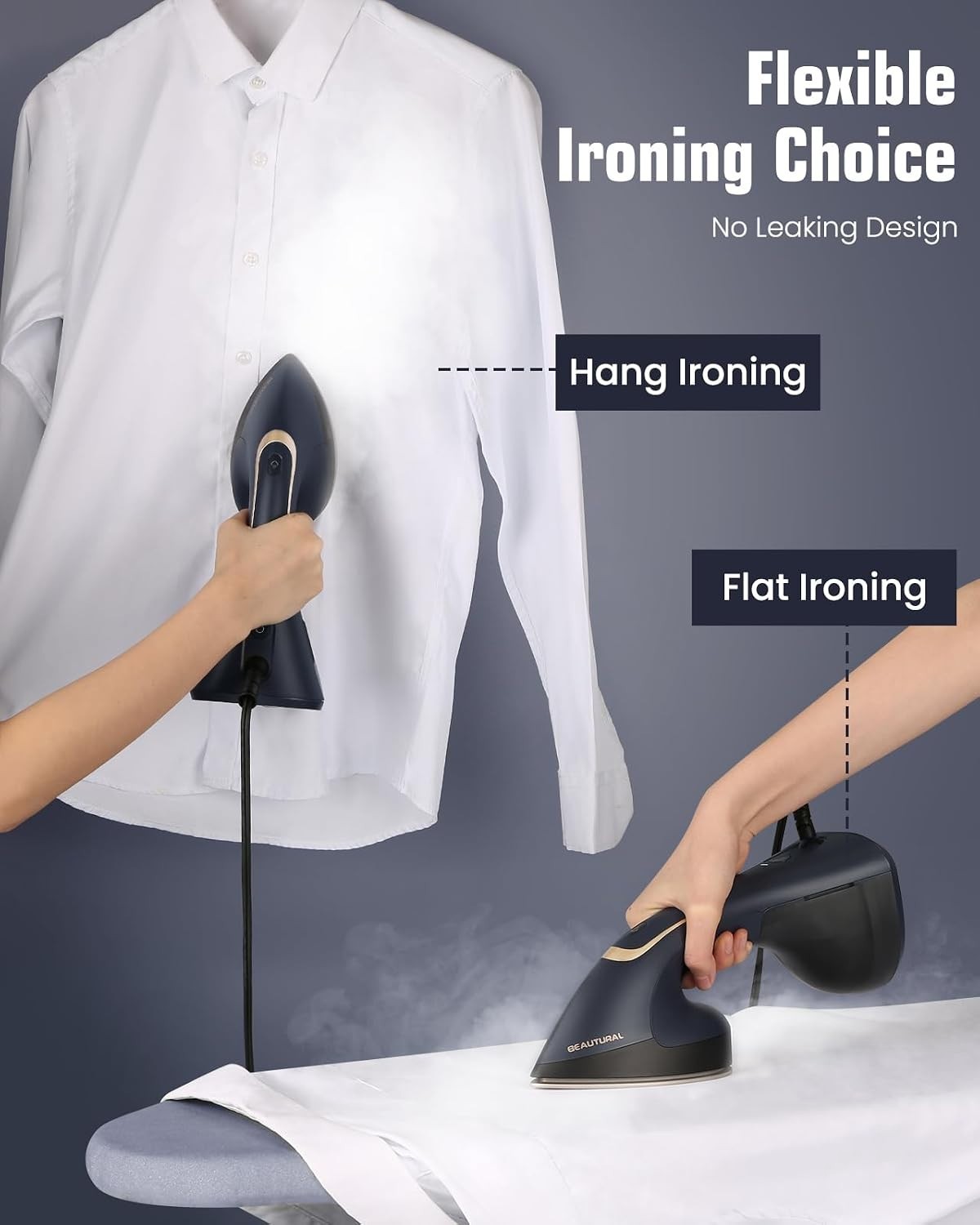 Versatile Handheld Steamer and Iron – 200ml Capacity & 8ft Cord for Convenience