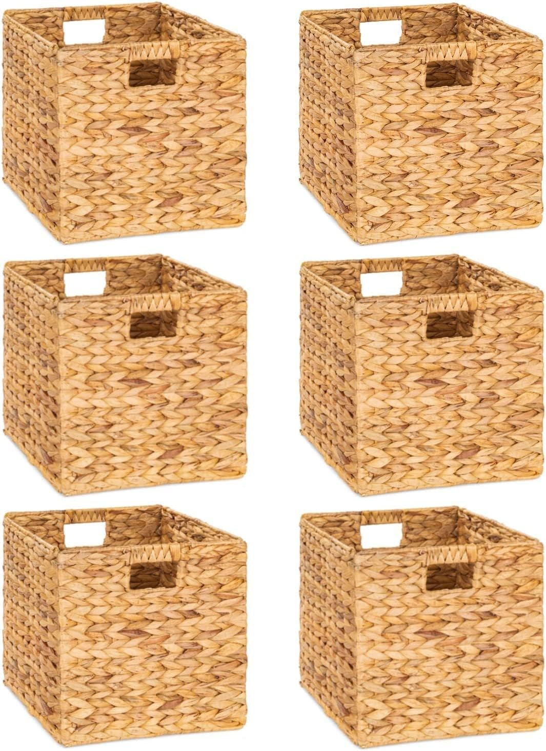 10.5 X 10.5In Wicker Storage Baskets for Shelves, Water Hyacinth Storage Baskets