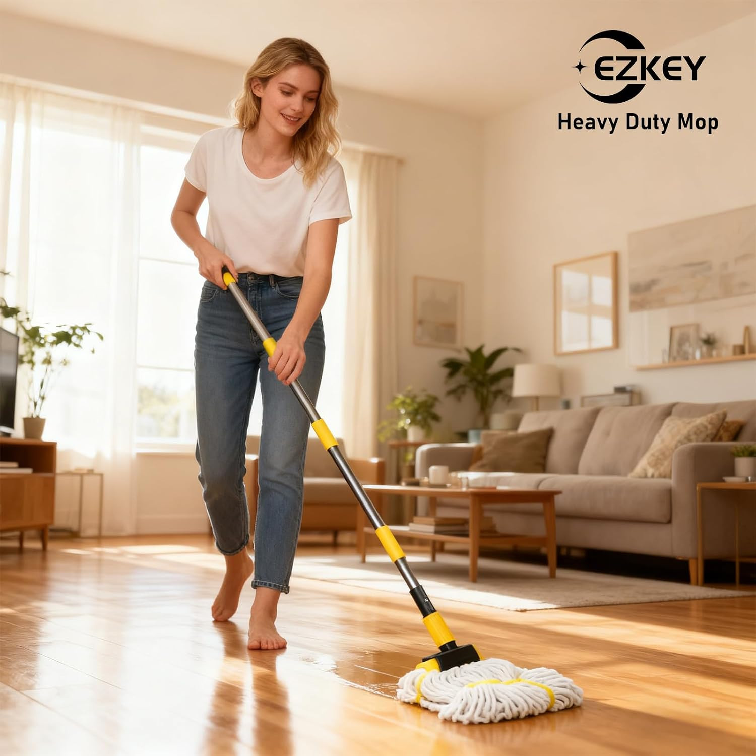 Heavy Duty String Wet Mop for Floor Cleaning, Commercial Industrial Cotton Mops