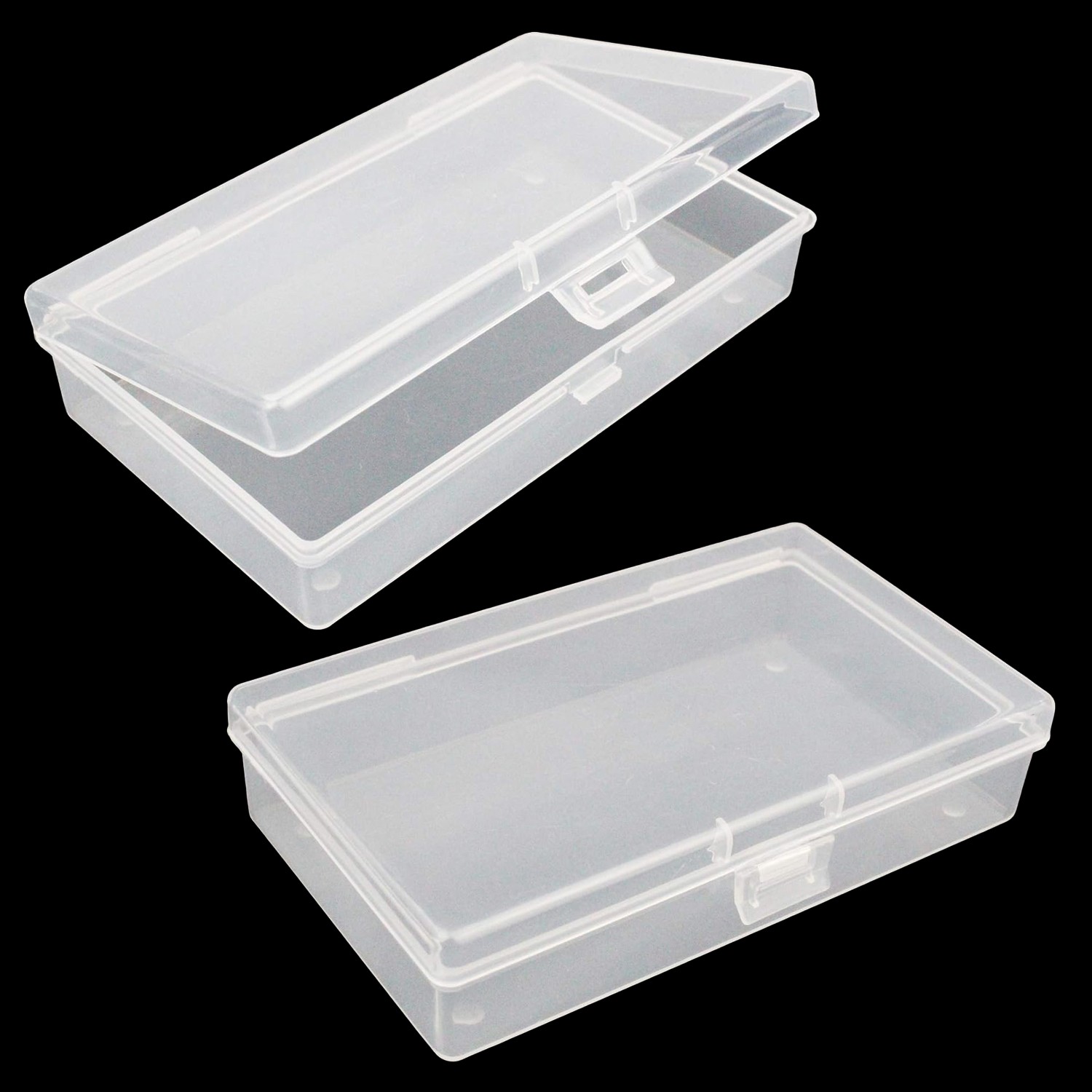 2/10 Clear Plastic Storage Container Box Hinged Lid Art Jewelry Making Organizer