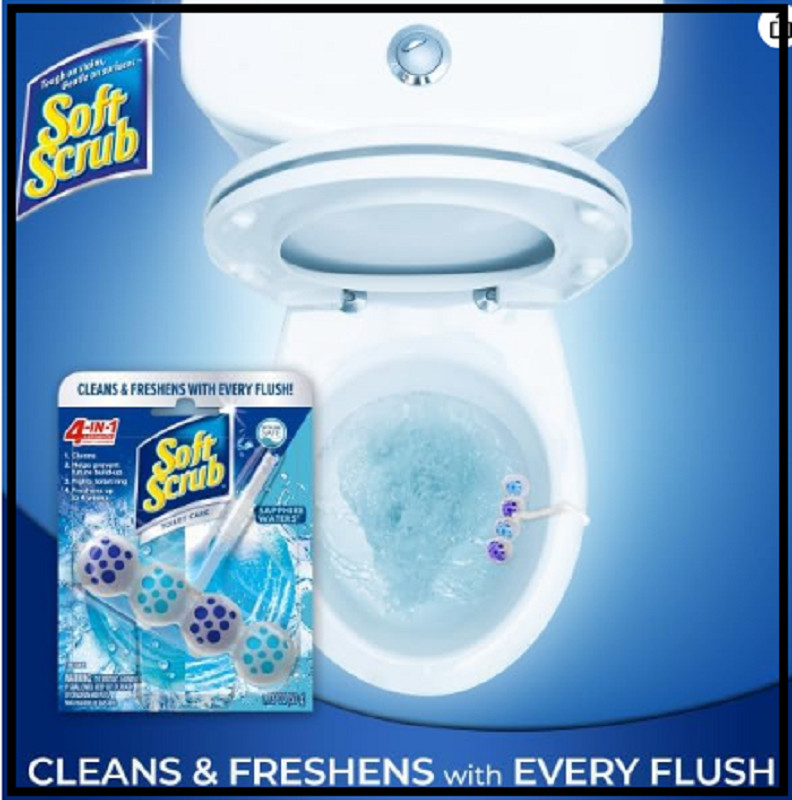 Soft Scrub 4-in-1 Rim Hanger Toilet Bowl Cleaner, Sapphire Waters, 6 Count