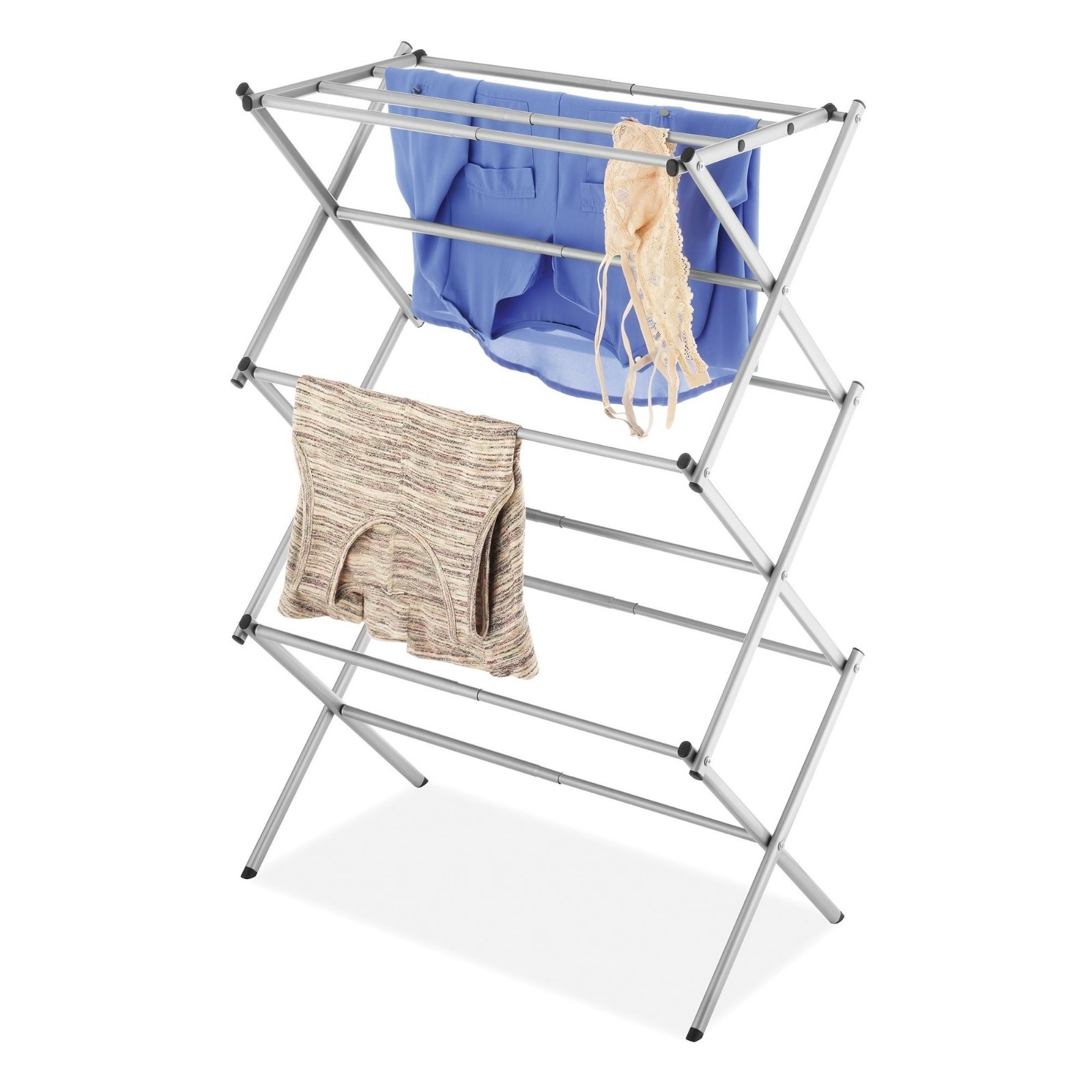 Expandable Foldable Laundry Drying Rack Silver Stainless Steel Indoor Outdoor