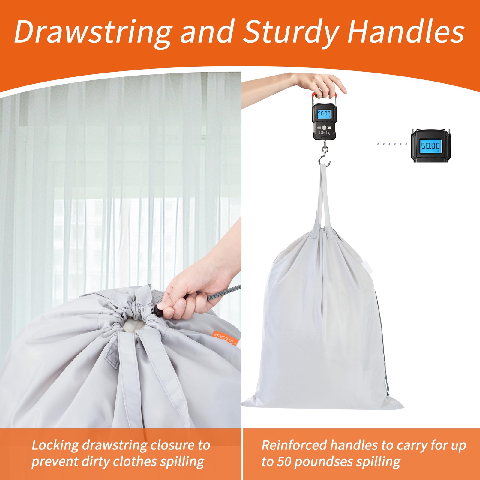 Extra Heavy Duty Large Laundry Bag with Sturdy Handles and Drawstring Closure, 2