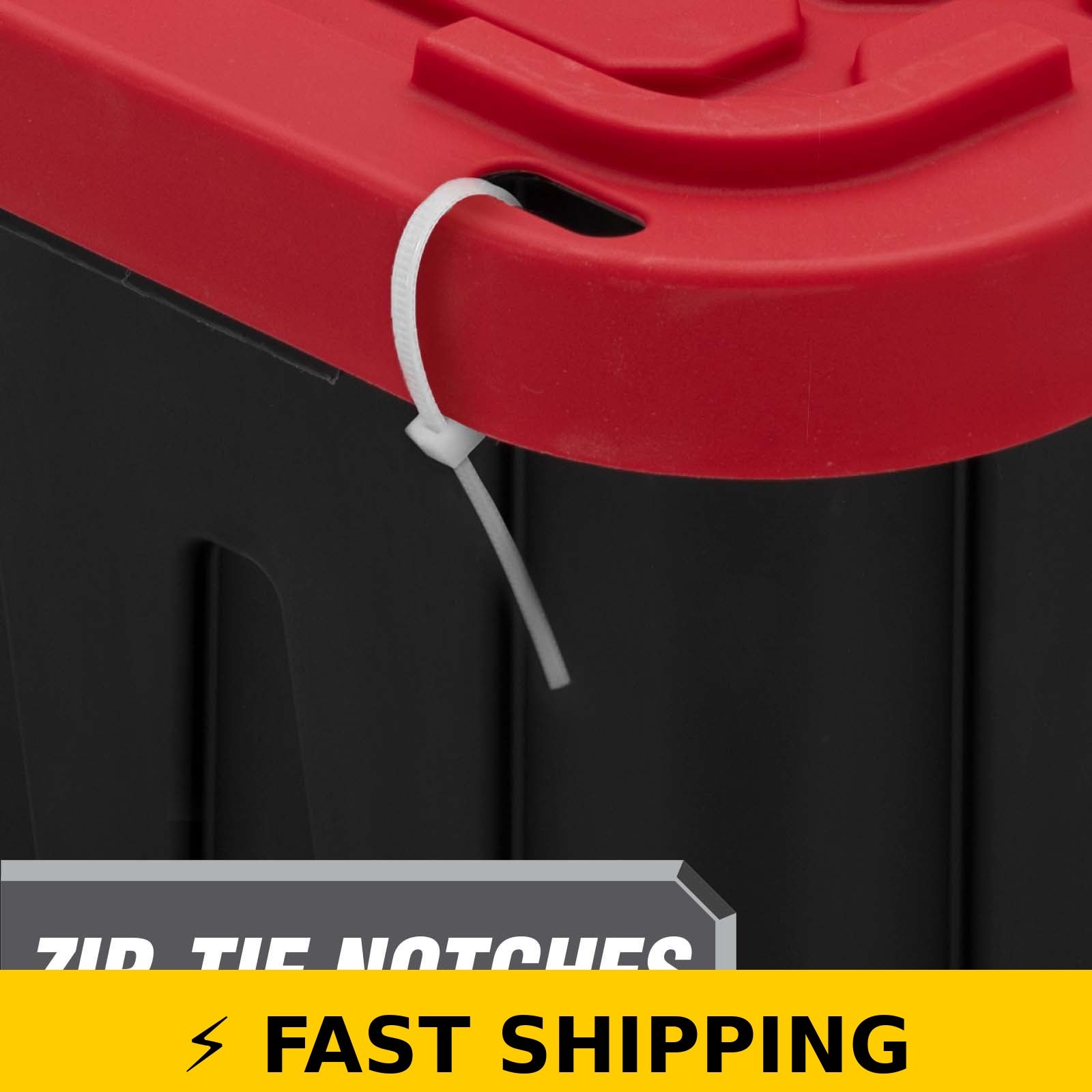 Hyper Tough 27 Gallon Storage Bin with Snap Lid, Black and Red